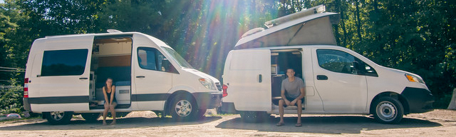 Living the van life in two separate vans. One is a Nissan NV200 Pop Top and the other is a Mercedes Sprinter conversion!
